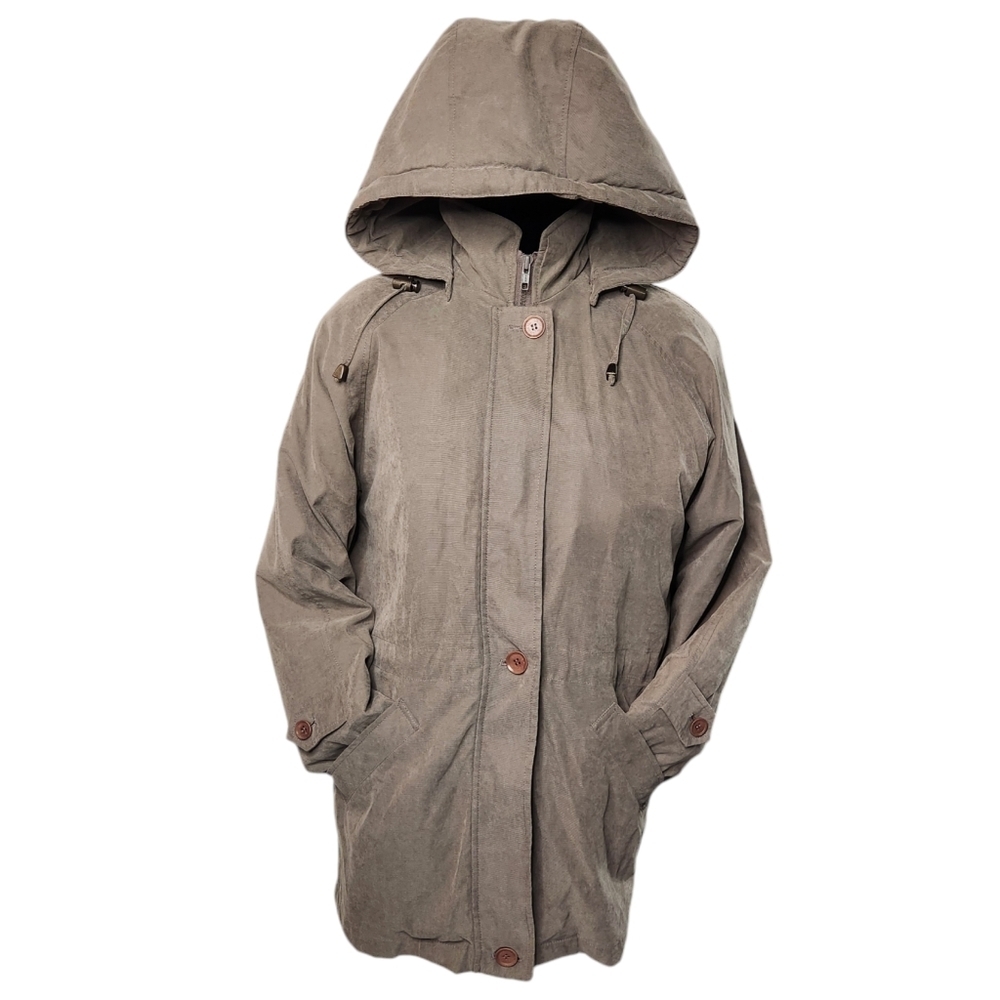London Fog Coat Adult S Pet Quilted Removable Lining Hood Outdoor Winter Taupe
